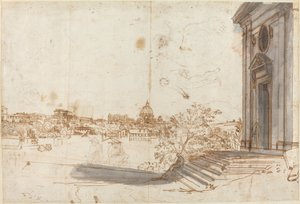 Näkymä Roomaan Santa Maria del Prioratosta tekijältä Gaspar van Wittel