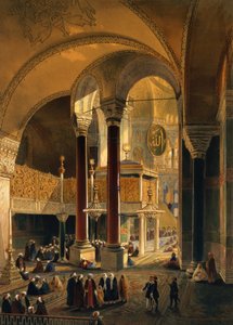 Haghia Sophia, levy 8: keisarillinen galleria ja kabinetti, kaivertaja Louis Haghe (1806-85), julkaistu 1852.