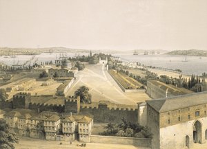 Panoraama Konstantinopolista, levy 22 "Aya Sofia, Konstantinopoli", kaiverrus Louis Haghe (1806-85) 1852