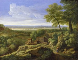 Klassinen maisema (öljy kankaalle) tekijältä Gaspard Poussin Dughet