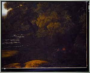 Italialainen maisema, yksityiskohta, päiväämätön tekijältä Gaspard Poussin Dughet
