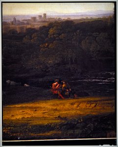 Italialainen pastoraalimaisema, yksityiskohta, päiväämätön tekijältä Gaspard Poussin Dughet
