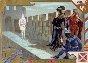 Kuninkaan haamu ilmestyy Hamletille, kohtaus William Shakespearen (1564-1616) Hamletin I näytöksestä