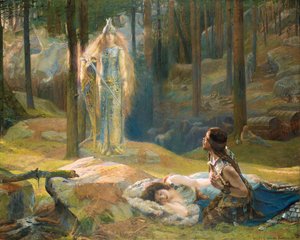 Ilmestyskirja. Brunhilde näkemässä Siegmundin ja Sieglinden, 1893