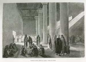 Emir Muhammad Ibn Abdullah Al Rashidin (1872-1897) palatsin sisällä Hailissa, Saudi-Arabiassa. G. Vuillierin kaiverrus havainnollistamaan tarinaa "" pelerinage au Nedjed, arabirodun kehto", Lady Anna Blunt, vuosina 1878-1879, julkaistu Tour du mo -lehdessä