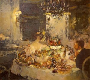 Samppanja, Gaston La Touche (1851-1913), öljy kankaalle