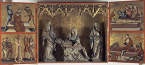 Alttaritaulu, joka kuvaa valituslaulua ja Kristuksen kärsimystä (Pyhän Elizabeth Thüringenin alttari) n. 1410 (tempera paneelissa ja kalkkikivessä) tekijältä Gdansk School
