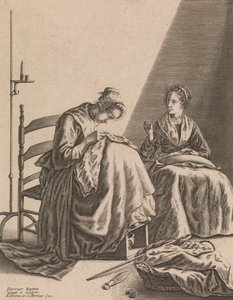 aDues dones cosint, làmina 1 de Cinc ocupacions femenines, ca. 1640-57. finlandès tekijältä Geertruydt Roghman