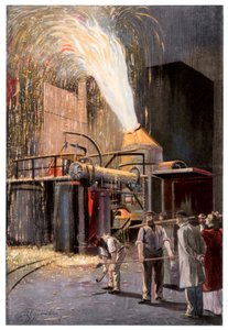 Harkkoraudan hiilenpoisto Bessemer-muuntimessa, 1900. tekijältä Gehrke