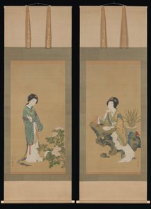Yanji orkideoiden kanssa ja Yang Guifei pionien kanssa, 1785. tekijältä Genki