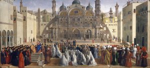 Pyhä Markus saarnaa Aleksandriassa Egyptissä tekijältä Gentile and Giovanni Bellini