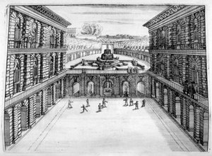 Linnan ja puutarhan suunnittelu, 1664 tekijältä Georg Andreas Bockler
