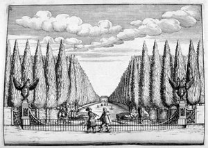 Linnan ja puutarhan suunnittelu, 1664 tekijältä Georg Andreas Bockler
