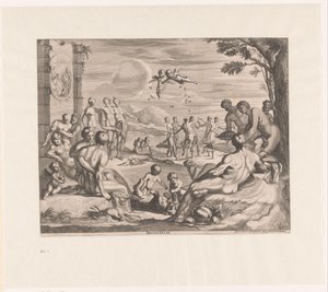 Bakkanaalit Bacchanalia (otsikko esineessä) tekijältä Georg Andreas Wolfgang
