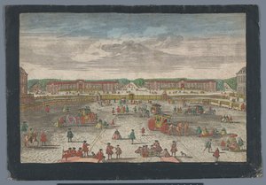 Näkymä Versaillesin palatsin tallille Gesicht der Ställe zu Versalien, otettu dem Zweiten Gitteristä (otsikko esineessä)