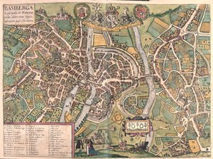 Bambergen, Saksa - Georg Braunin "Civitates Orbis Terrarum", Köln 1617. tekijältä Georg Braun