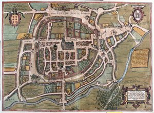 Braga, Portugali - Georg Braunin teoksessa "Civitates Orbis Terrarum", Köln 1617. tekijältä Georg Braun