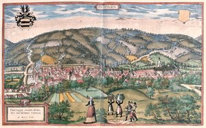 Budingen, Saksa - Georg Braunin teoksessa "Civitates Orbis Terrarum", Köln 1617. tekijältä Georg Braun