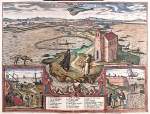 Cadice, Espanja - teoksessa "Civitates Orbis Terrarum", Georg Braun, Köln 1617. tekijältä Georg Braun