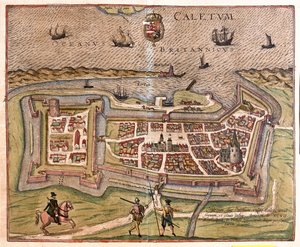 Calais, Ranska - Georg Braunin teoksessa "Civitates Orbis Terrarum", Köln 1617. tekijältä Georg Braun
