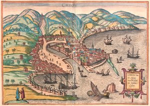 Chios, Kreikka - Georg Braunin teoksessa "Civitates Orbis Terrarum", Köln 1617. tekijältä Georg Braun