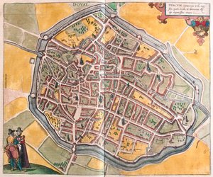 Dovai,Ranska, Georg Braunin teoksessa "Civitates Orbis Terrarum", Köln 1617. tekijältä Georg Braun
