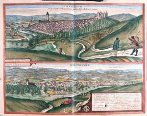 Eisenstadtt, Saksa - Mannersdorf ,Itävalta - Georg Braunin "Civitates Orbis Terrarum", Köln 1617. tekijältä Georg Braun