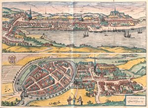 Flensburg - Itzehoe, Saksa - Georg Braunin "Civitates Orbis Terrarum", Köln 1617. tekijältä Georg Braun