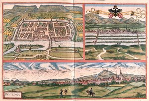 Heilbronn, Mulhouse - Reutlingen, Saksa - Georg Braunin "Civitates Orbis Terrarum", Köln 1617. tekijältä Georg Braun