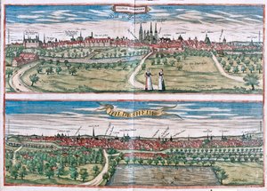 Hildescheim, Saksa - Georg Braunin teoksessa "Civitates Orbis Terrarum", Köln 1617. tekijältä Georg Braun