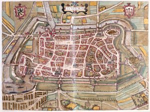 Luneburg, Saksa - Georg Braunin teoksessa "Civitates Orbis Terrarum", Köln 1617. tekijältä Georg Braun