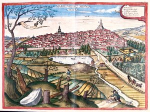 Marienberg, Saksa - Georg Braunin "Civitates Orbis Terrarum", Köln 1617. tekijältä Georg Braun