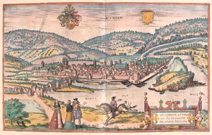 Munden, Hanoversch, Saksa - Georg Braunin teoksessa "Civitates Orbis Terrarum", Köln 1617. tekijältä Georg Braun