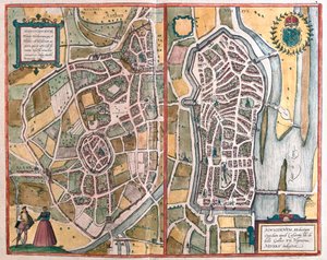 Nevers, Ranska, Georg Braunin teoksessa "Civitates Orbis Terrarum", Köln 1617. tekijältä Georg Braun