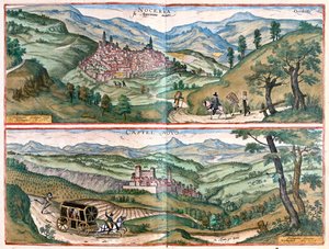 Nocera Umbra - Castelnuovo di Porto, Italia - teoksessa "Civitates Orbis Terrarum", Georg Braun, Köln 1617. tekijältä Georg Braun
