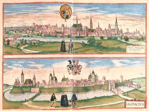 Nysa - Legnica, Puola - Georg Braunin teoksessa "Civitates Orbis Terrarum", Köln 1617. tekijältä Georg Braun
