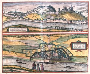 Saarburg, Pfalzel, Saksa - Georg Braunin teoksessa "Civitates Orbis Terrarum", Köln 1617. tekijältä Georg Braun