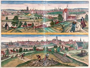 Tours- Angers, Ranskan puutarha - teoksessa "Civitates Orbis Terrarum", Georg Braun, Köln 1617. tekijältä Georg Braun