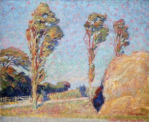 Poplars in the Wind (öljy kankaalle) tekijältä Georg Burmester