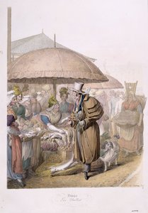 Les Hallesin markkinat, 1831 (wc paperilla) tekijältä Georg Emanuel Opitz