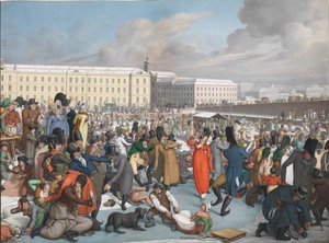 Luistelu Wiener Neustadtin kanavan jäätyneessä satamassa, 1805.