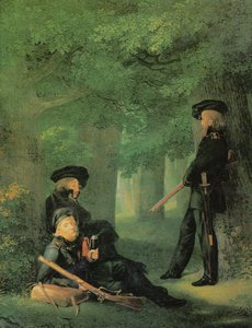 Saksa: Theodor Körner, Friedrich Friesen ja Heinrich Hartmann etuvartioasemalla Etuvartioasemalla (Outpost) tekijältä Georg Friedrich Kersting