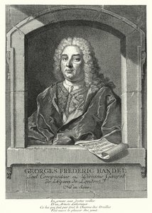 George Frideric Händel, saksalainen barokkisäveltäjä (kaiverrus)