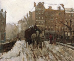 Silta Singel-kanavan yli Paleisstraatin varrella, Amsterdam, noin 1895-1900