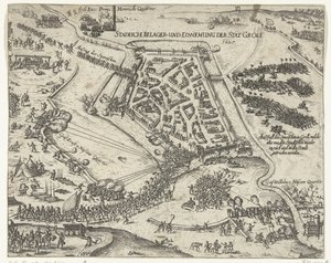 Frederik Hendrikin Grolin piiritys, 1627 Stadische belager- und einnemung der stat Groll. 1627 (otsikko esineessä) tekijältä Georg Keller