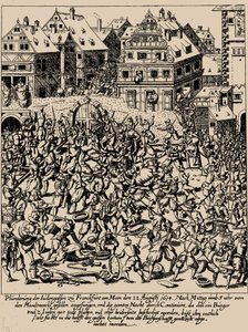 Fettmilchin nousu. Judengassen ryöstö Frankfurtissa 22. elokuuta 1614, n. 1616-1617 tekijältä Georg Keller