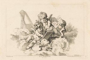 Schilderkunst La Peinture (otsikko esineessä) Livre des Arts (sarjan nimi) tekijältä Georg Leopold Hertel