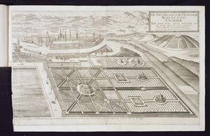 Cremsierin uudet puutarhat, prinssipiispan asuinpaikka, julkaistiin n. 1700 tekijältä Georg Matthaus Vischer
