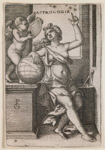 Astrologia, sarjasta "Vapaat taidot", noin 1541 (kaiverrus). tekijältä Georg Pencz