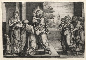 Kristus pienten lasten kanssa tekijältä Georg Pencz